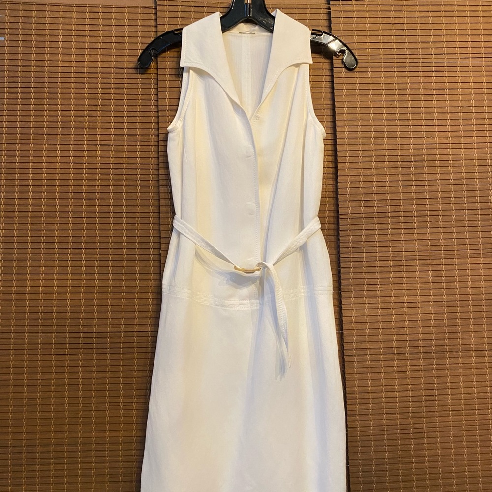 Vintage Agnona Made in Italy Sz 40 Lined Ivory Sleeveless Dress